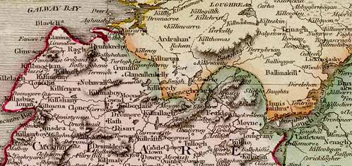 Detail from the Pinkerton map of Ireland (1813).